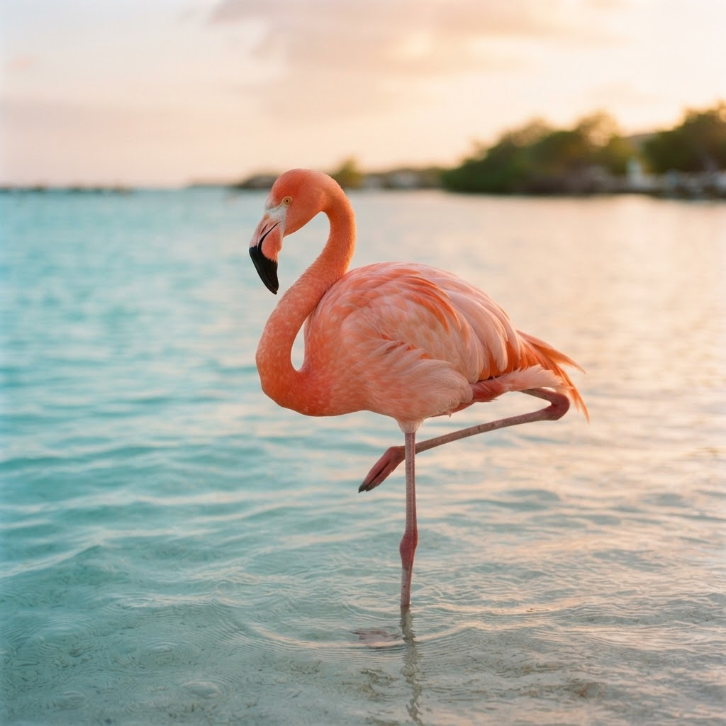 Flamingo at a coastal nature reserve